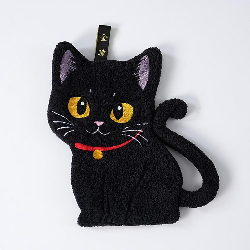 

Cute Cartoon Black Cat Hand Towel Coral Fleece Quick-drying Wipe Cloth Absorbent Home Decor Kitchen Cleaning Rag