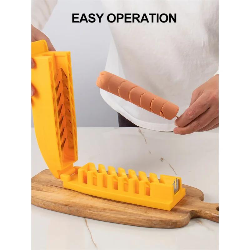 Hot Kitchen Sausage Slicer Tool PP+Stainless Steel Multifunctional Dog Slicer Sausage Cutter Vegetable Strawberry Slice Tools