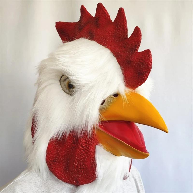 Plush Rooster Mask - Halloween Animal Headgear Cosplay Costume Accessory for Parties Dances Stage Makeup Ideal for Theme Events
