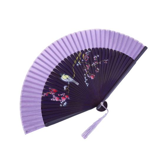 Chinese Style Flower Folding Fan with Tassels Vintage Portable Hand Fan Wedding Dance Party Decorative Handheld Fan Travel Accessory