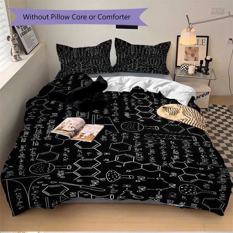 3pcs Chemical Formulas and Symbols Quilt Cover Set, Soft and Cozy Bedroom 135x200cm