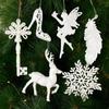 White Glitter Christmas Tree Hanging Ornaments Snowflake Angel Elk Pendants New Year Party Home Xmas Tree Decorations Kids Gift
