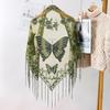 Luxury Flower Lace Hollow Scarf Butterfly Print Tassel Triangle Shawl Wraps Polyester Mesh Scarves Bridal