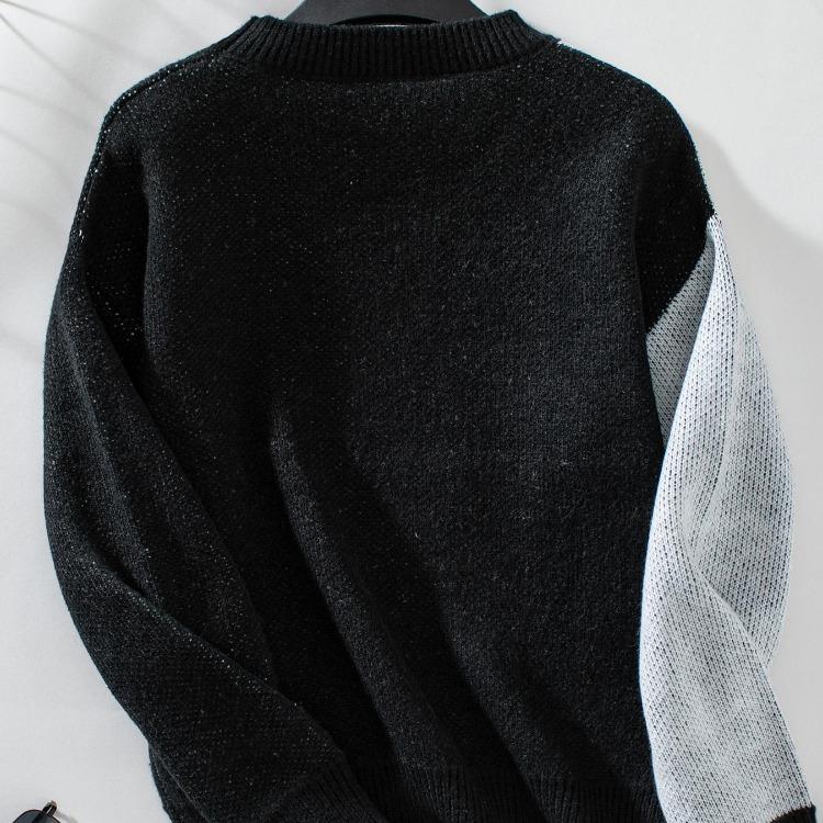 Vintage Druck O-Ausschnitt Langarm Lose Strickware Strickjacke Pullover Oberteil für Herbst Winter