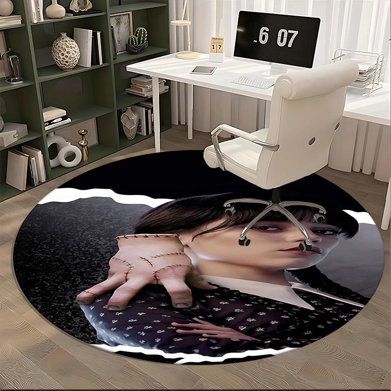 The Addams Family,Gothic Fashion Chair Mat Round Rug Office Carpet, Machine Washable, Non Slip, Suitable for Living Rooms, Bedrooms