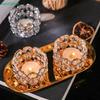 Gold Crystal Tealight Holder - Decorative Beaded Candle Holder for Wedding & Home