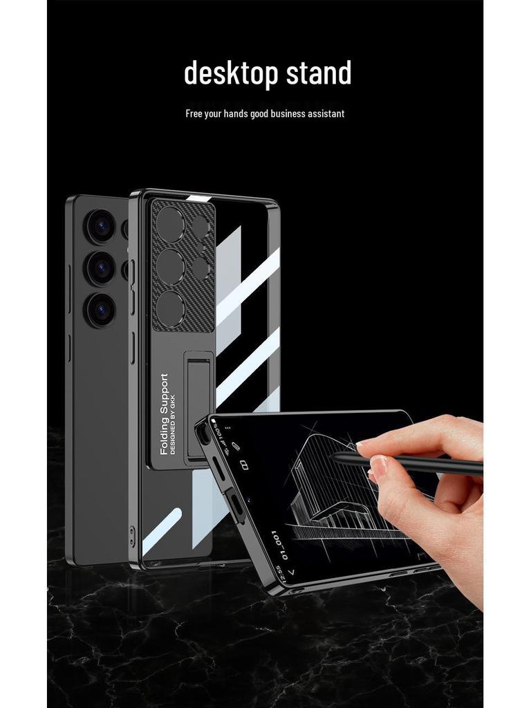Samsung S25 Ultra Case: Transparent, Ultra-Thin Plated Phantom with Precise Holes & Stand