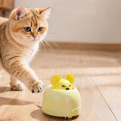 Electric Automatic Cat Teasing Device USB Charging Retractable Head Cat Mice Toy Smart Plastic Moving Mouse Toy