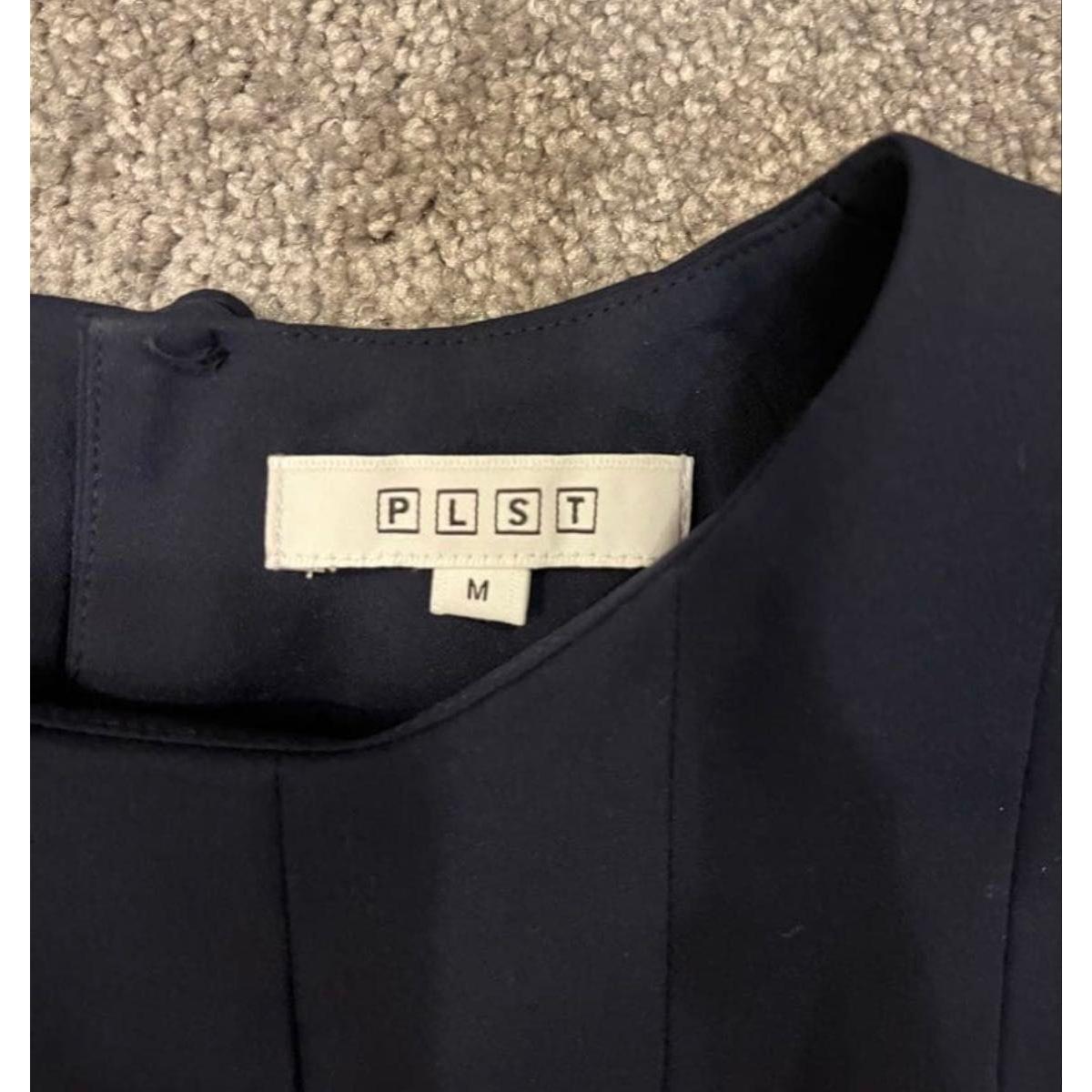 PLST Navy Pleated Dress M Size Graduation Ceremony, Entrance Ceremony School Event Calf Length Long Sleeve Waist Ribbon Navy Formal