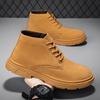 2024 Autumn New Rhubarb Boots Men's Large Size Tooling Boots British Style Platform Locomotive Boots High-top Leather Shoes