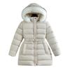 Girls' Winter Mid-Length Fleece-Lined, Thickened Cotton Jacket—Solid Color, Warm, Hooded
