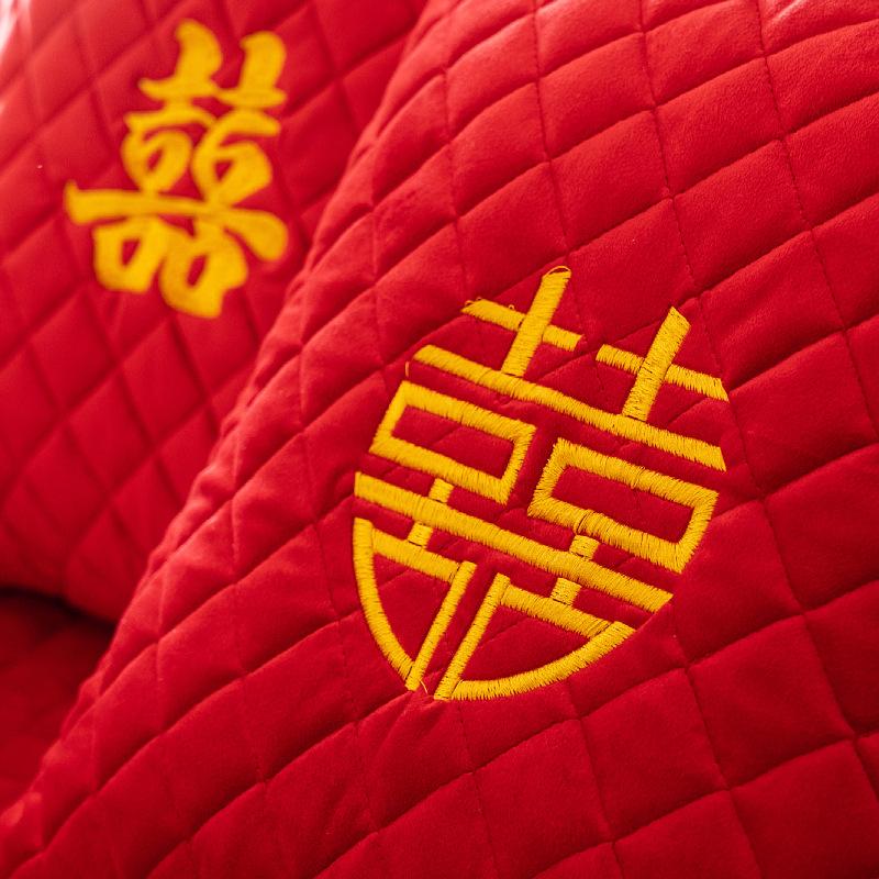 Winter Red Plush Embroidery Sofa Cushion Modern Minimalist Housewarming Wedding Non-Slip Sofa Cushion Towel