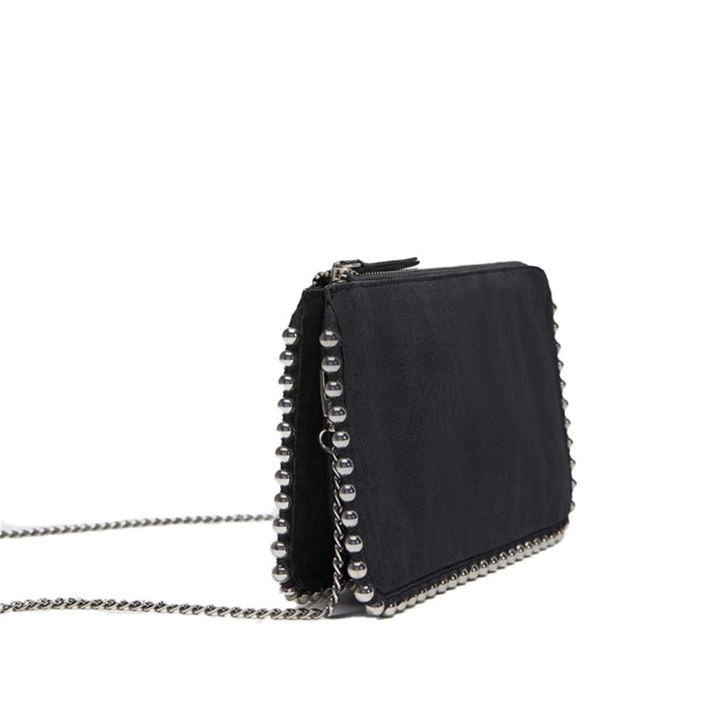New Chain Small Square Bag Fashion Rivets Decorated Black All-in-one Crossbody Bag