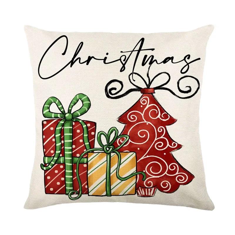Christmas Snowflake Throw Pillow Cover Deer Printing Home Decorative Cushion Cover for Sofa New Year Decor Linen Pillowcase
