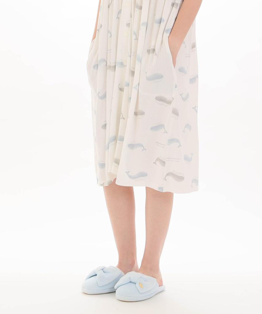 Narue Rib Knit Whale Free Size Women's Cool-Touch Nightshirt, White,