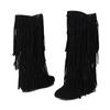 Autumn Winter Women Boots Fashion Tassel Suede Women's High Boots Luxury Casual 3cm Low Heels Fashion Long Party Shoes Female