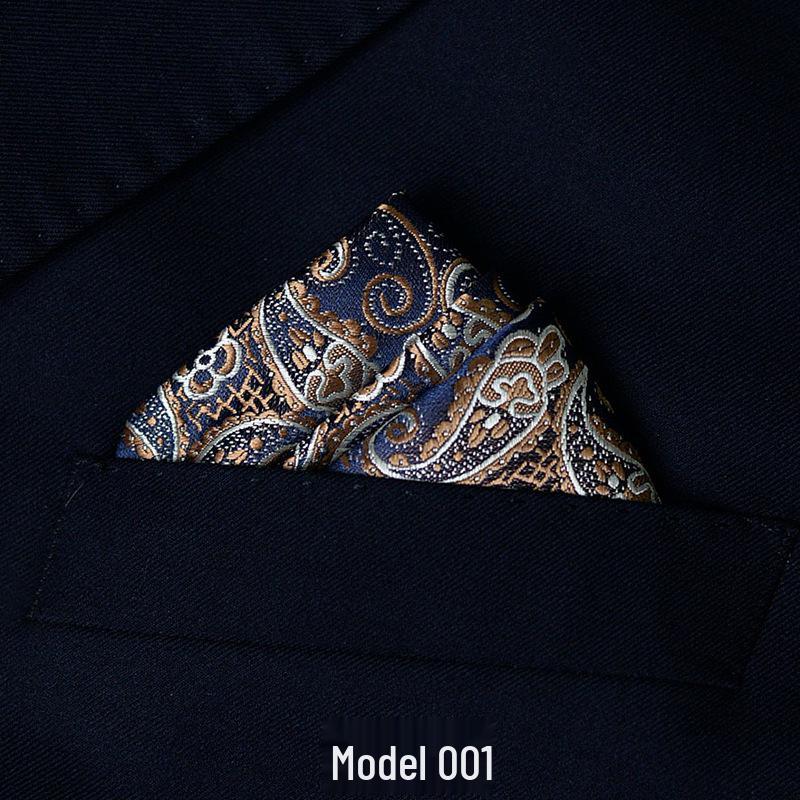 Men's British Pattern Pocket Square - Suit Wedding Banquet Accessory, Polyester Cotton Handkerchief.