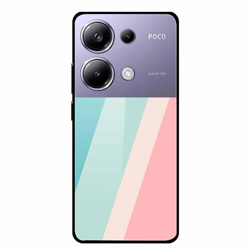 Colorful Aesthetic Tempered Glass Phone Case for Redmi 12 5G & POCO M6 PRO