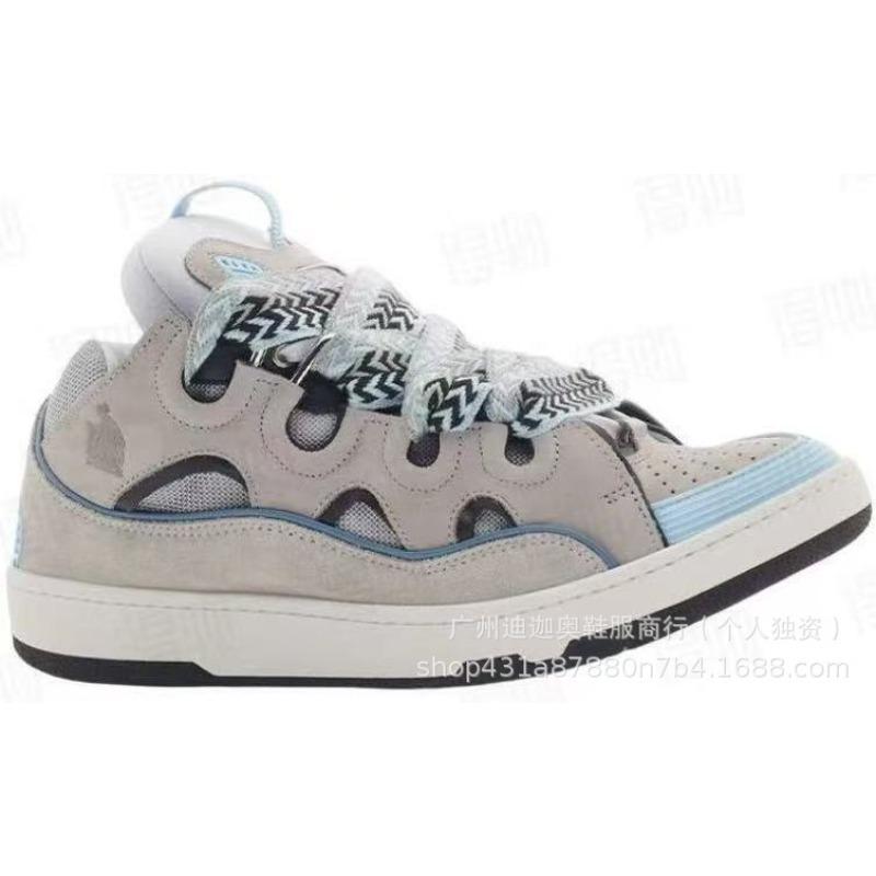 Leather Splicing Casual Shoes Trendy Sports Shoes Men's and Women's Board Shoes Bread Shoes