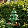 Outdoor-Vogelfutterspender mit Sitzstangen Weihnachtsbaum für Außenbereich, Metall zum Aufhängen Wild 2 Langlebige Garten-Wassernäpfe, Grünes Weihnachten Samen Tablett Terrasse Außen Dekoration
