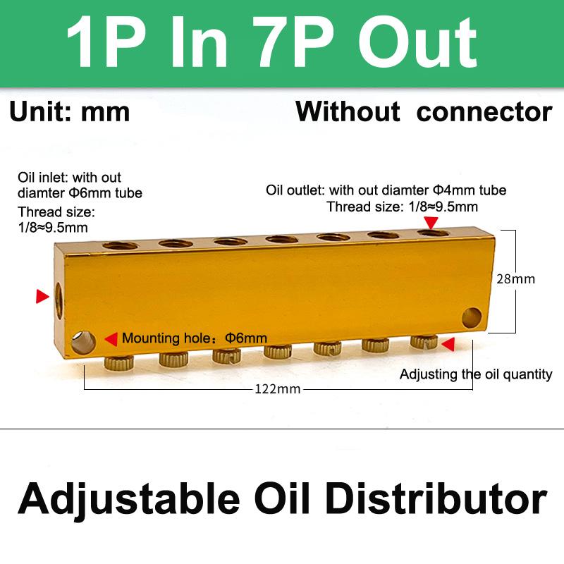 Aluminum 2/3/4/5/6/7/8/10/11/12 Way Adjust Lube Oil Piston Distributor Value Manifold Block 6mm Inlet 4mm Outlet for Lubrication