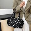 Yogodlns Simple Polka Dot Tote Bag Lightweight Nylon Handbag Women Casual Commute Shoulder Bag Large Capacity Sports Foldable Storage Bag