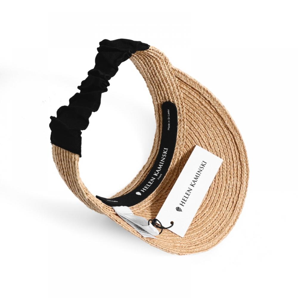 Helen Kaminski Hat51381 Ntbk Medea Natural Black Visor Sun Cap