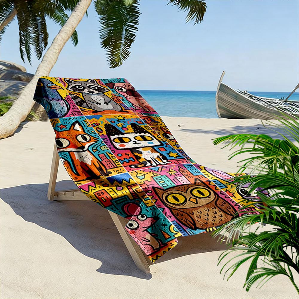 Colorful Cartoon Animal Towel Beach Towel Quick-drying for Travel Outdoor Sports Jogging Beach and Swimming