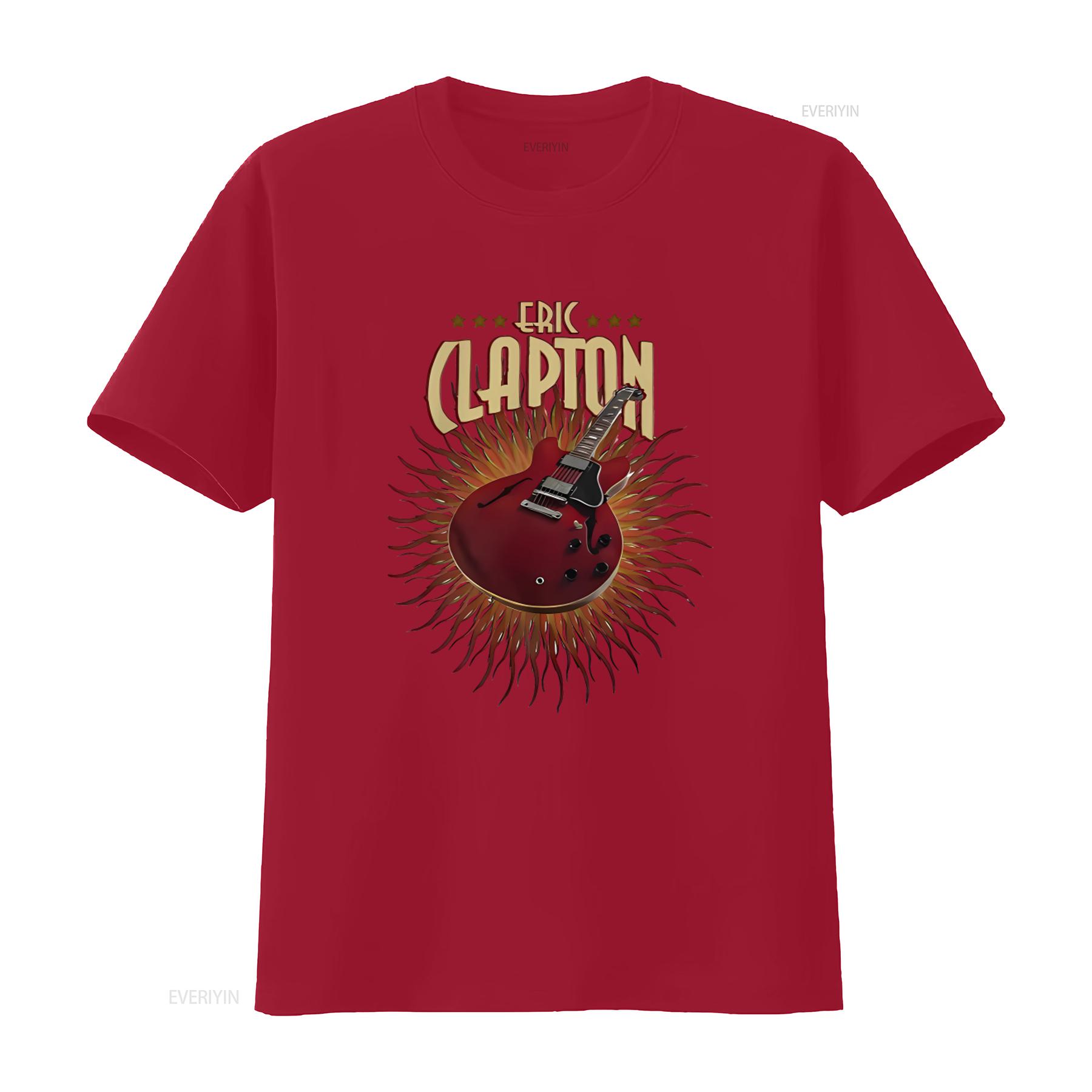 Eric Clapton Guitar Flames Smoke Music T Shirt for Men Rock Style vintage Washed Top For Everyday Wear Versatile Unisex Stylish S