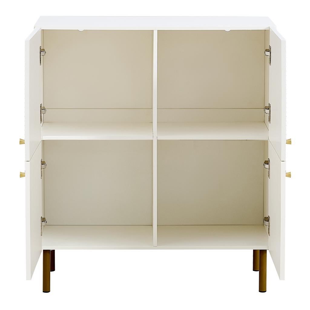 Modern White Sideboard Made of MDF with Zinc Alloy Handles & Steel Legs – Stylish Storage Furniture for Living Room, Bedroom & Hallway
