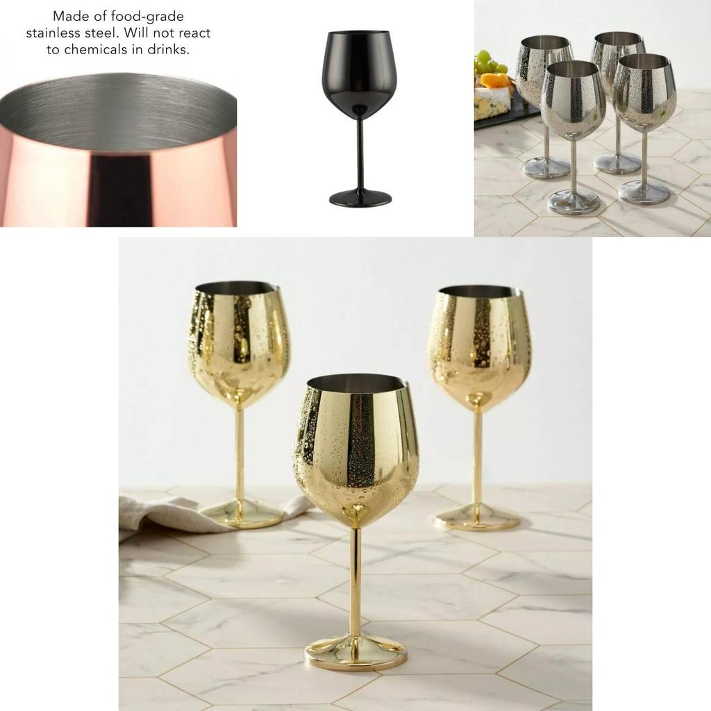 Elegant 304 Stainless Steel Wine Glasses Set Featuring Luxurious High Foot Design For Champagne And Sparkling Wine Ideal For Entertaining Guests