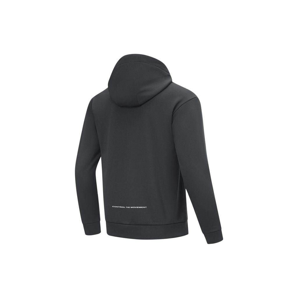 Li-Ning Solid Color Zipper Fleece Hoodie Men Hoodies Black AWDTB33-3