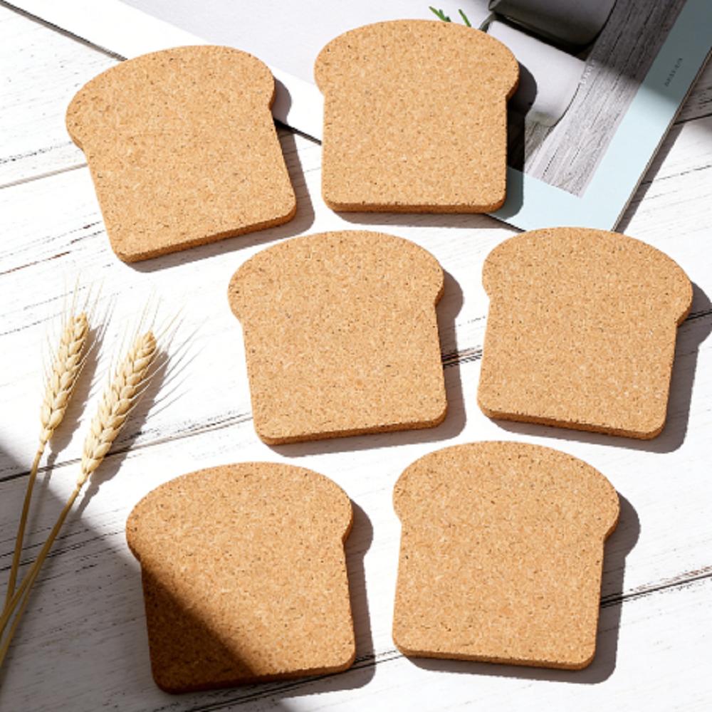 6 Pack Cork Trivet, Bread-shaped Insulation Pads Coasters Set Heat Resistant Hot Mat for Kitchen, Table, Countertops