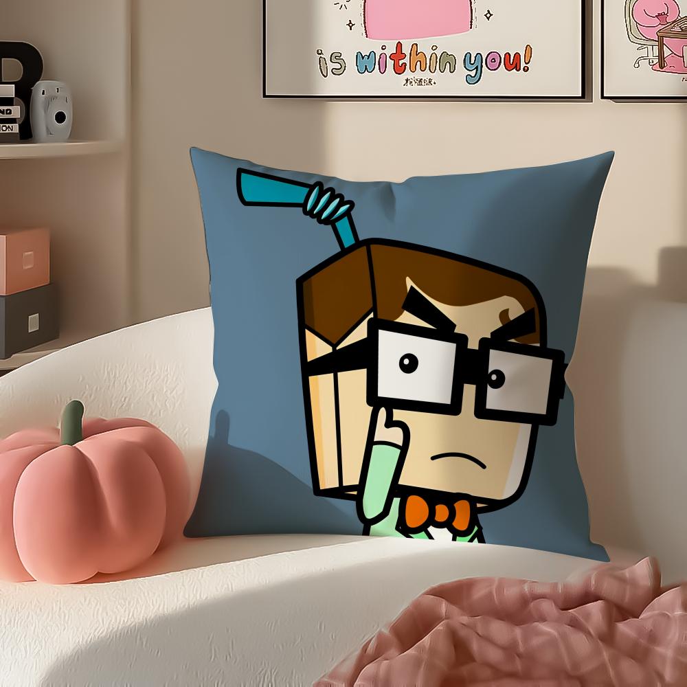 Funny Cartoon HHAPPY FATHER HAPPY SON Cushion Cover Pillowcase Short Plush Invisible Zipper Room Sofa Cushion Cover