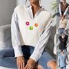 Womens V-Neck Crochet-Trimmed Knit Vest Lightweight Sleeveless Cardigan Outerwear