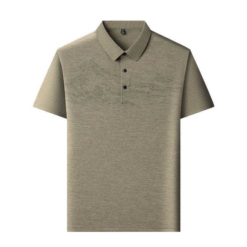 Men'S Lapel Short Sleeve T-Shirt Polo Casual Landscape Print Thin Breathable Men'S T-Shirt
