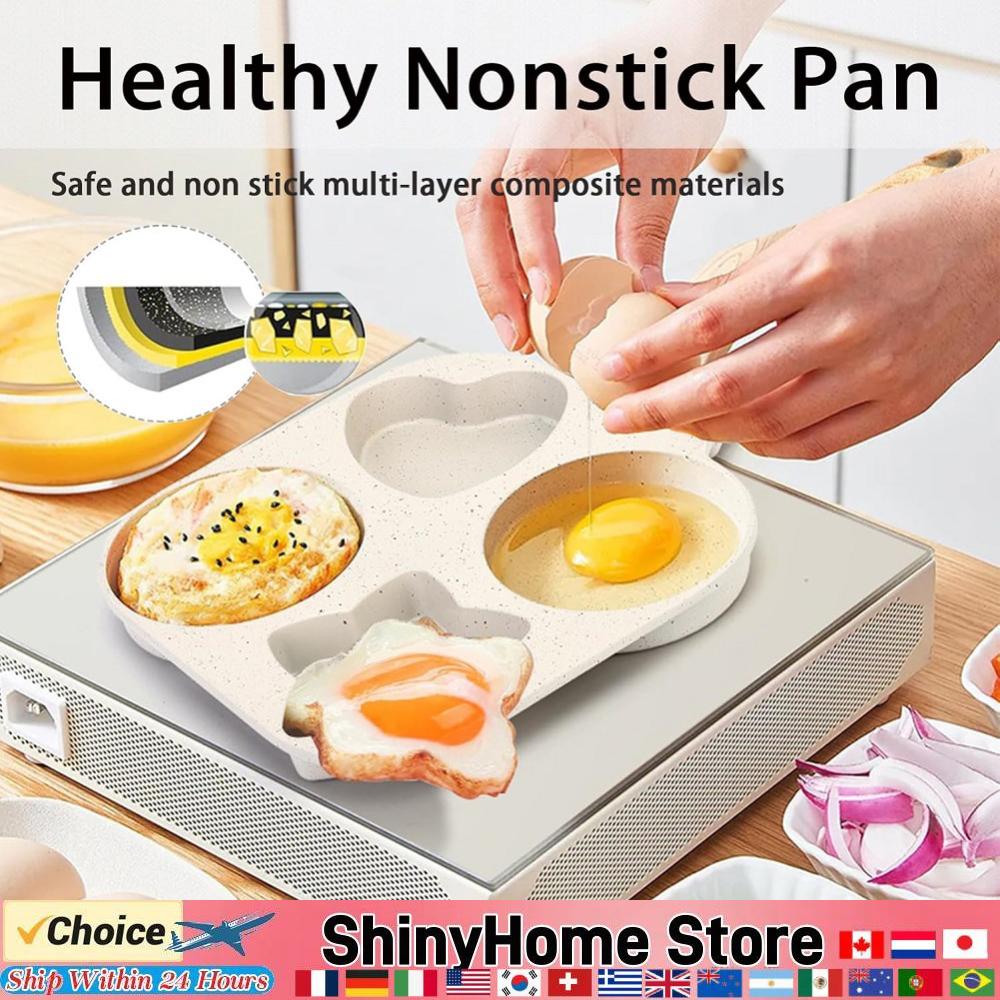 4 Hole Omelet Pan Egg Frying Pan Granite Coating Omelette Skillet Multi-Function Divided Egg Omelet Pan Non-Stick for Breakfast China Mainland
