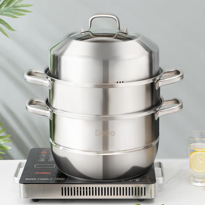 DePBO HOFFENY 3-Layer Steamer Pot with High Arched Lid, 32cm