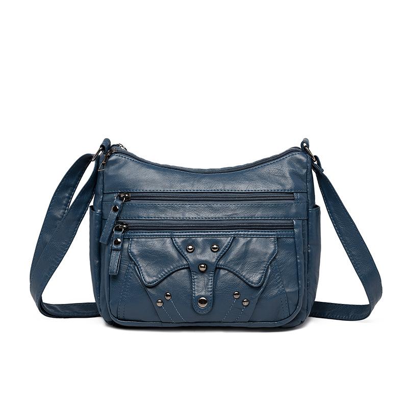 Retro Leather Bag Women's New Fashionable Large-capacity Middle-aged Mother Bag Light Casual Messenger Bag Women