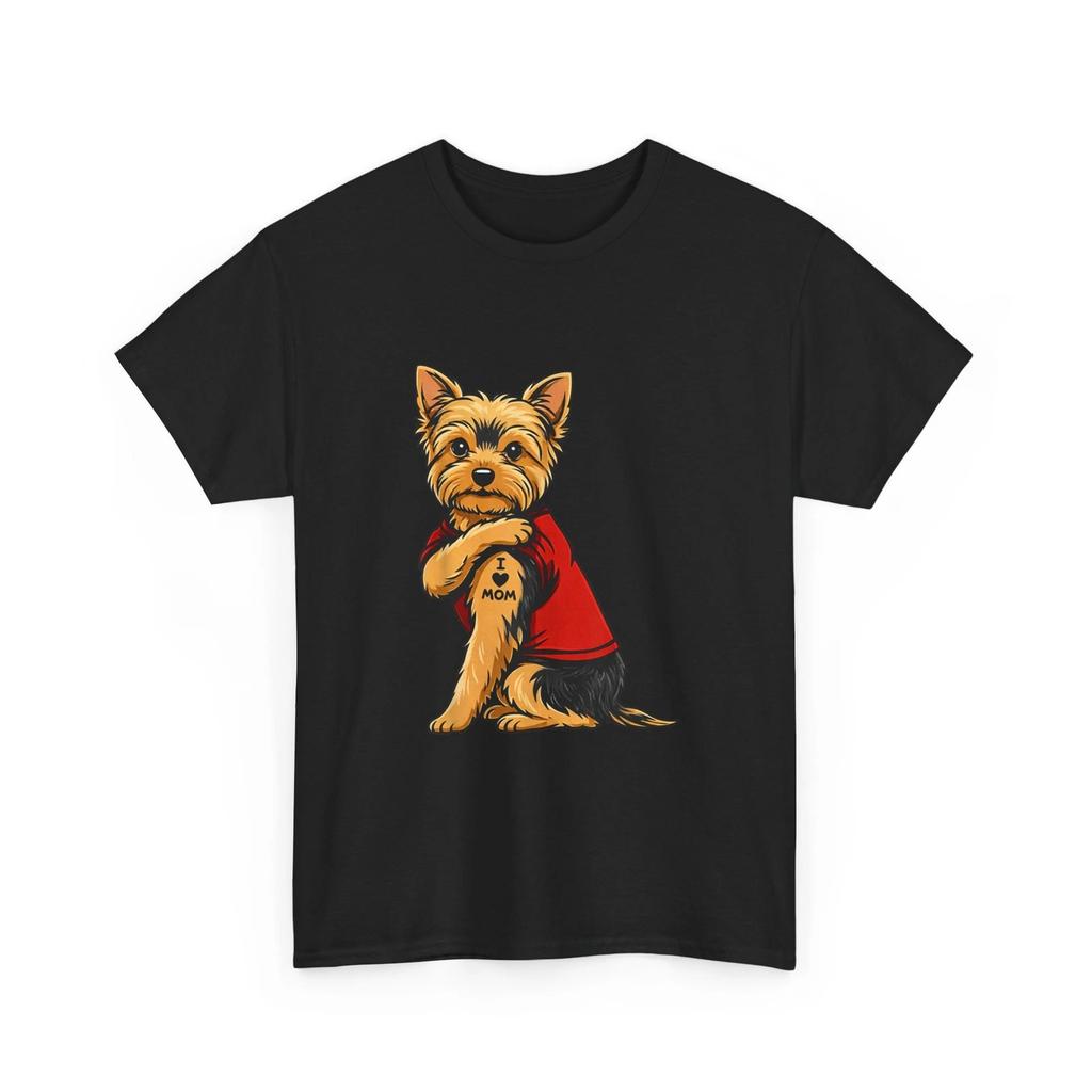 Yorkie Featuring Tattooed Yorkshire Terrier I Love Mom Shirt