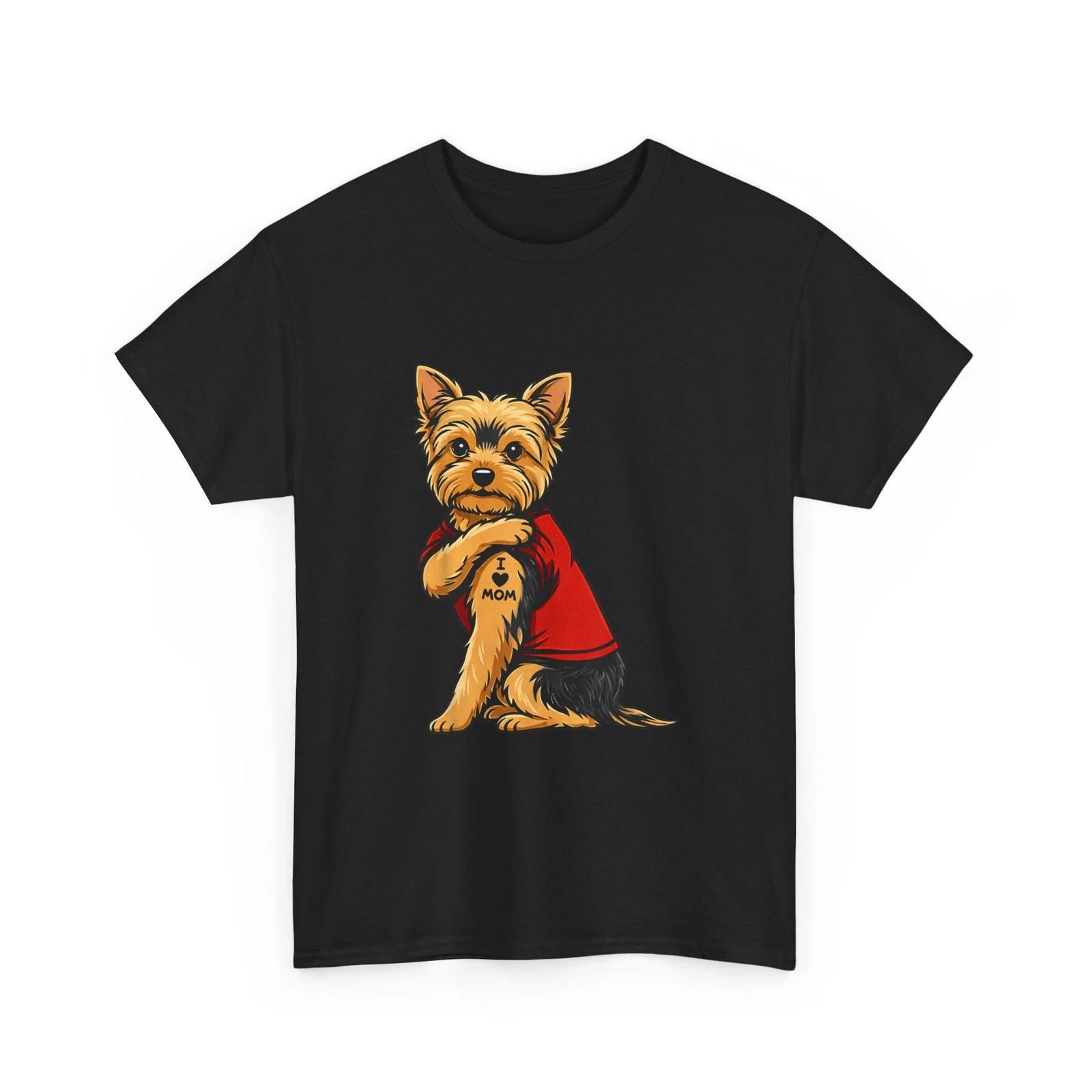 Yorkie Featuring Tattooed Yorkshire Terrier I Love Mom Shirt 4XL