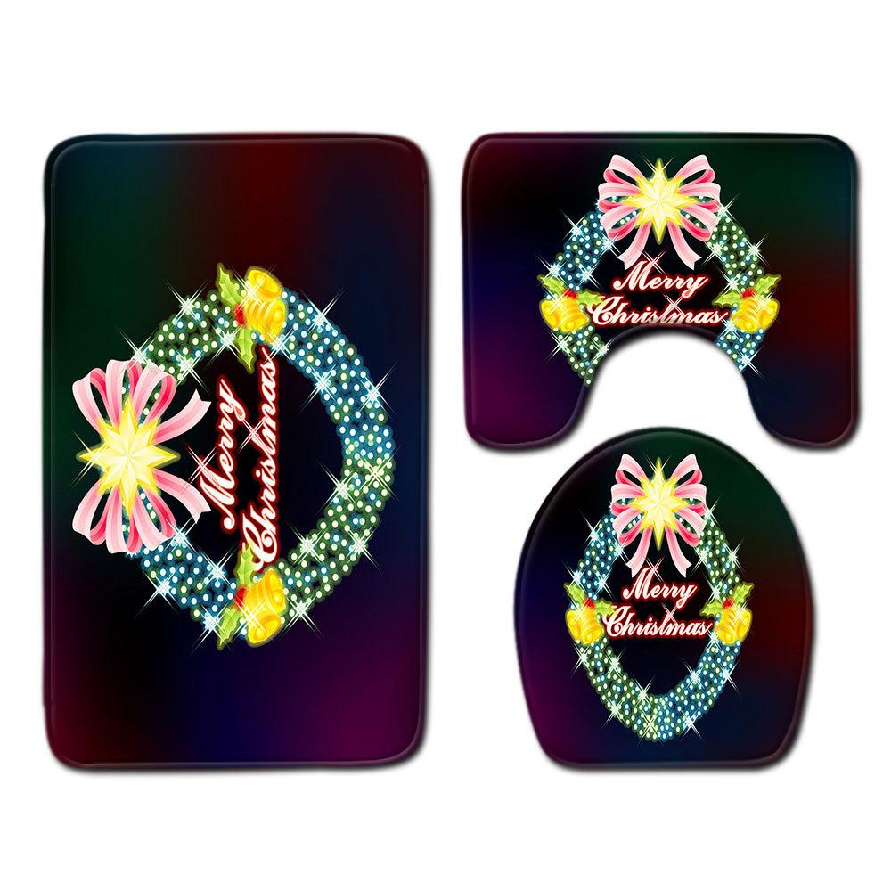 Christmas Bathroom Floor Mat Toilet Three-Piece Set