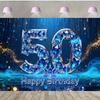 Alles Gute zum 50. Geburtstag mit Fotohintergrund zum Thema Blaue Edelsteine, Geburtstagsparty für Erwachsene, Familienfeier Dekoration Fotohintergrund