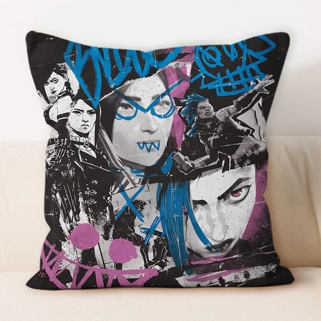 Arcane Cushion Cover, League of Legends Anime Throw Pillow, Home Sofa & Car Decor