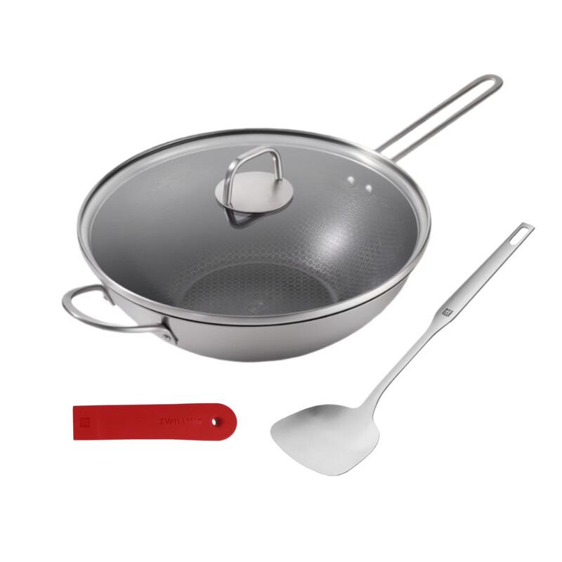 Zwilling 32cm Titanium Ceramic Honeycomb Non-stick Wok with Spatula