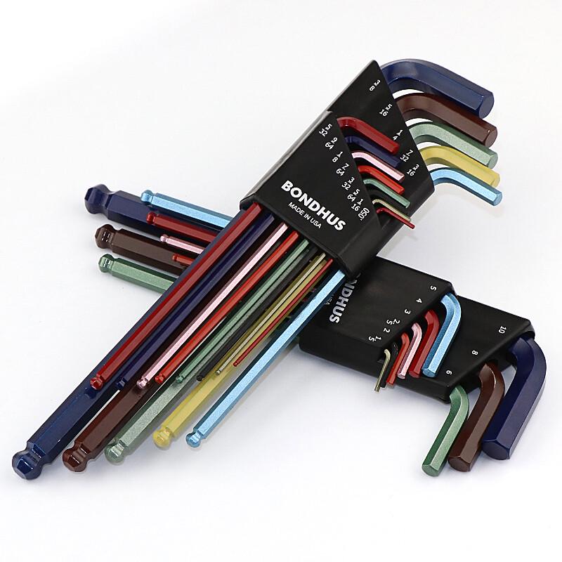 BONDHUS Protanium Steel 9-Piece Metric Ball End Hex Key Set