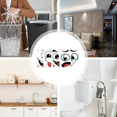 Toilet Stickers Sticky Dustbin Decals 4 Sheets Cartoon Face Stickers For Kitchen Fridge Bucket Driveway Garden Indoor Outdoor