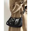 Bag Female Star Denim Shoulder Underarm Bag Retro Button Portable Chain Crossbody Bag