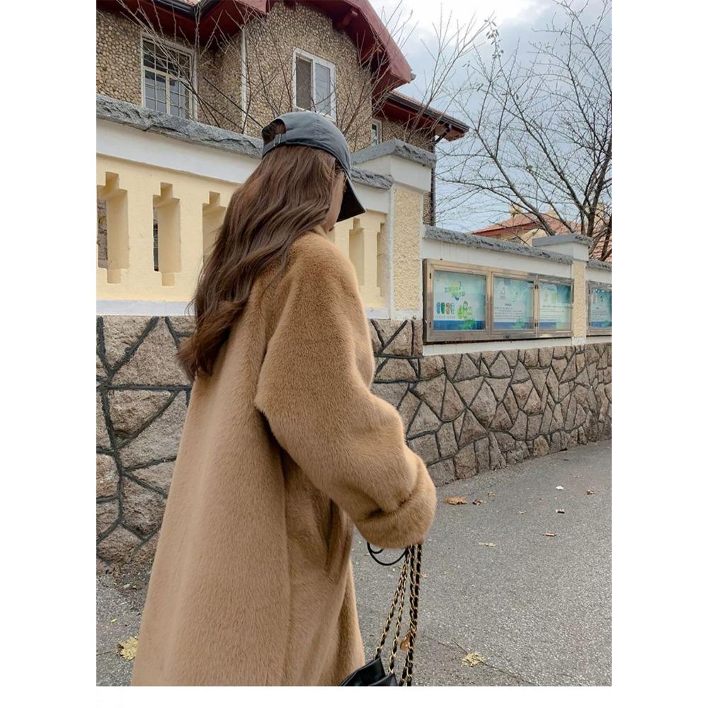 Autumn and Winter Thickened Long Suit Collar Imitation Mink Fur One-piece Fur Environmentally Friendly Fur Women's Jacket Coat