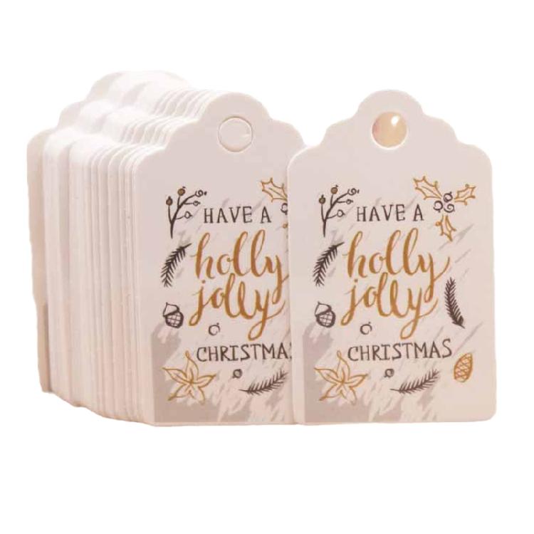 100 Pcs/Set Kraft Paper Gift Tags Merry Xmas Hanging Label Cute Print White Tags